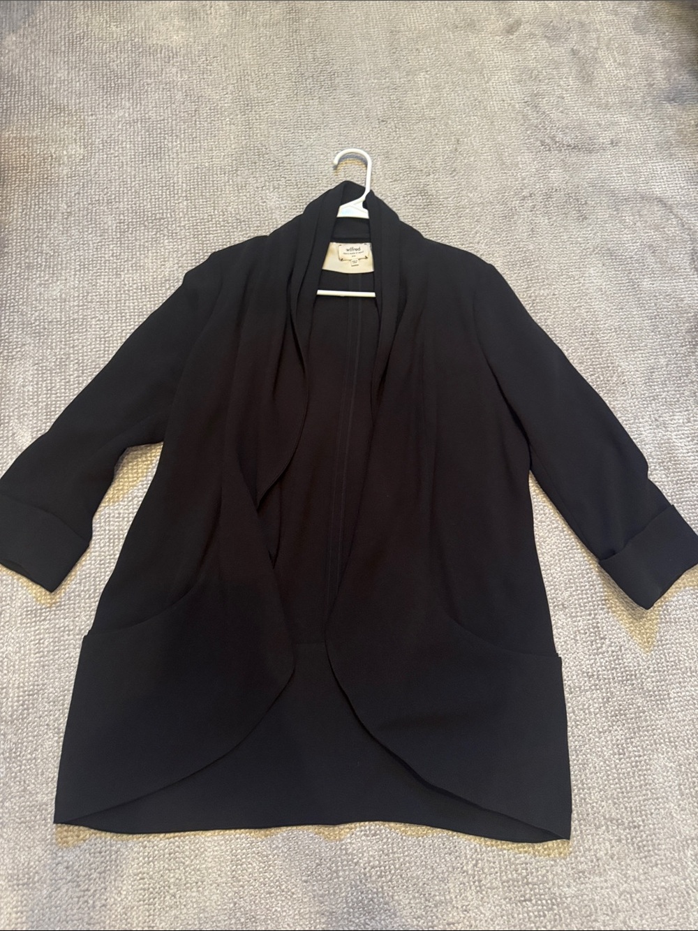 Wilfred Black Draped Open-Front Blazer